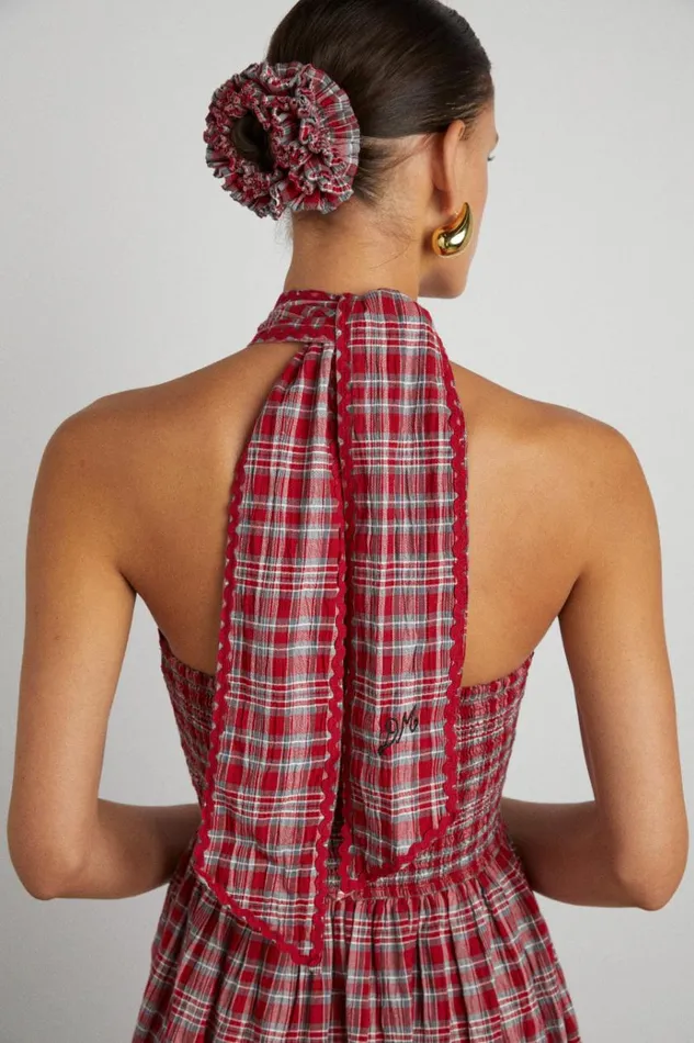 Women Dresses Damson Madder Pia Midi Dress 8211 Red Check