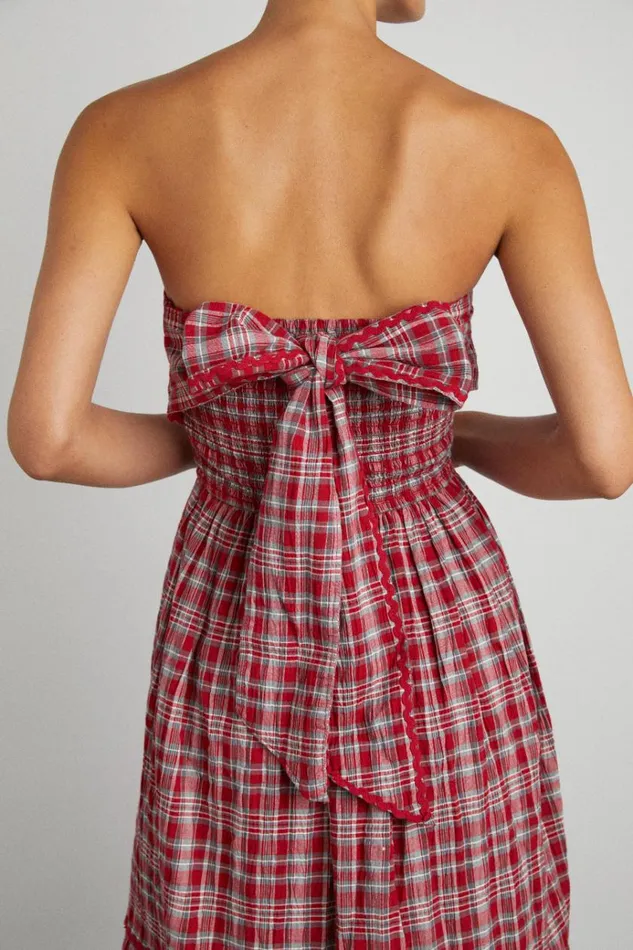 Women Dresses Damson Madder Pia Midi Dress 8211 Red Check