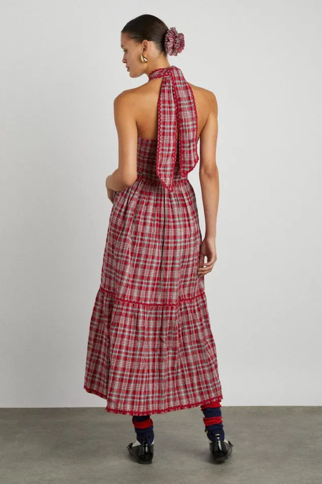 Women Dresses Damson Madder Pia Midi Dress 8211 Red Check