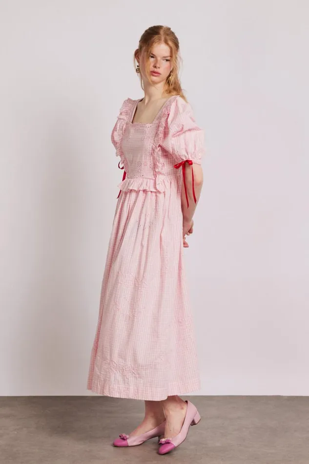Women Dresses Damson Madder Rhea Dress 8211 Pink Gingham