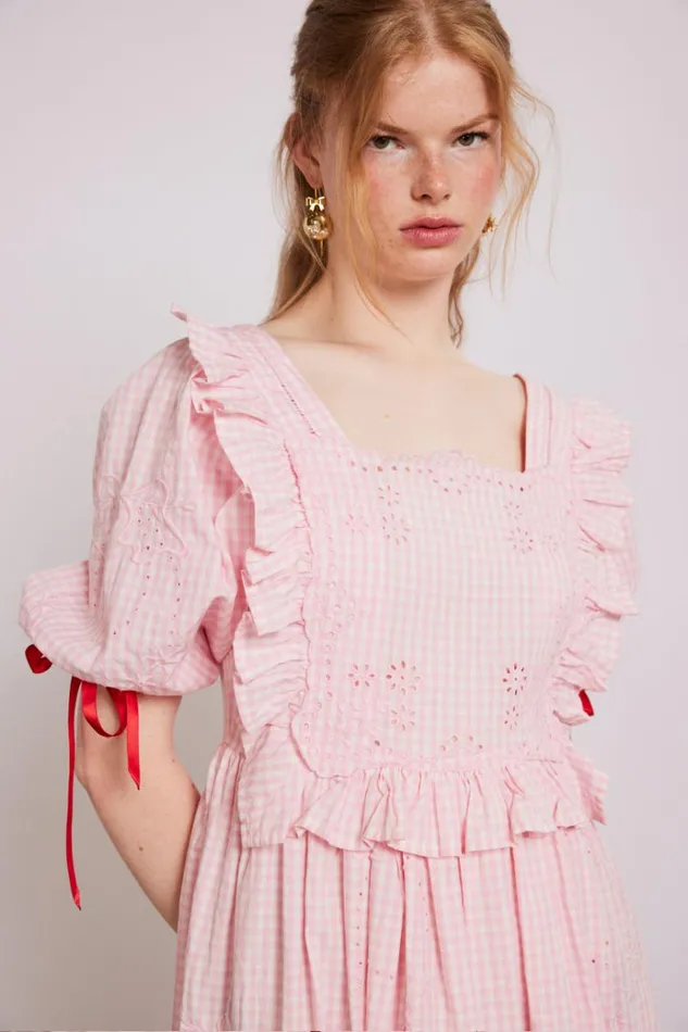 Women Dresses Damson Madder Rhea Dress 8211 Pink Gingham
