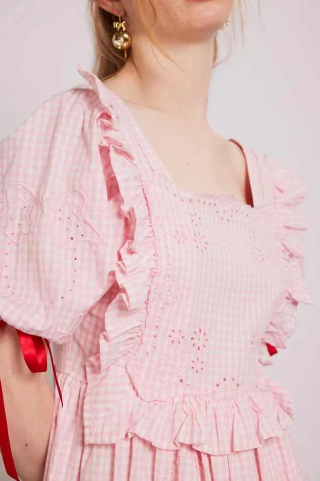 Women Dresses Damson Madder Rhea Dress 8211 Pink Gingham