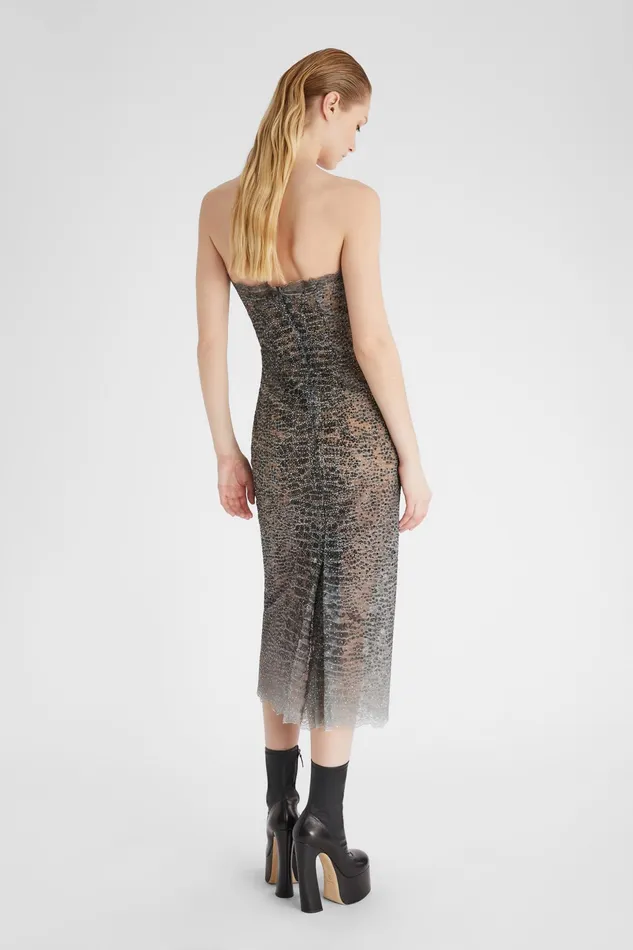 Women Dresses Ermanno Scervino Designer Bustier Dress With Pythoneffect Microcrystals 8211 Ermanno Scervino Grey