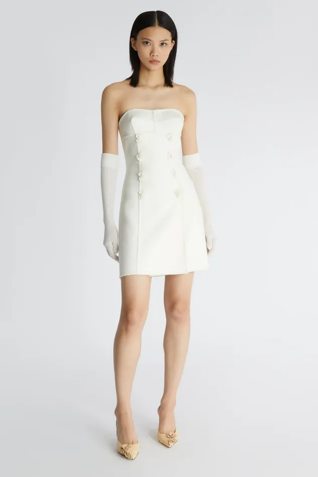Women Dresses Ermanno Scervino Designer Double Wool Cloth Bustier Mini Dress 8211 Ermanno Scervino White
