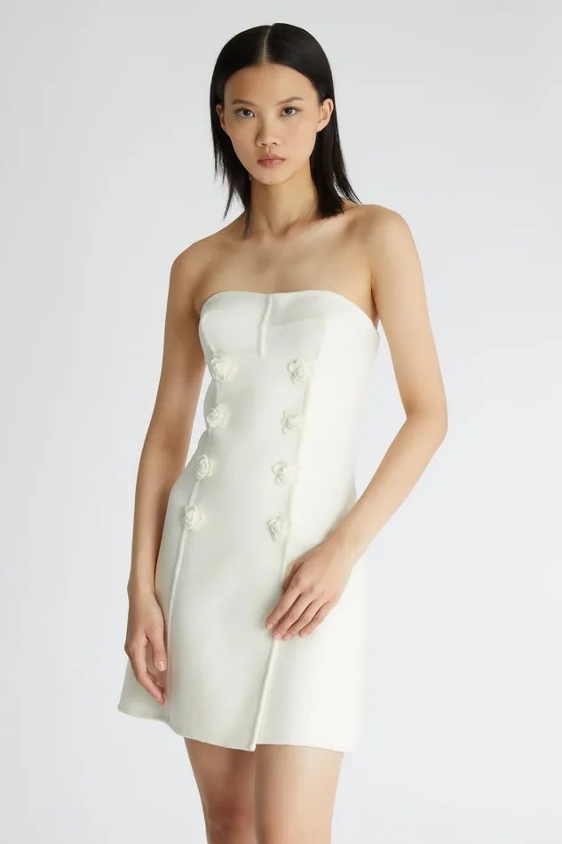 Women Dresses Ermanno Scervino Designer Double Wool Cloth Bustier Mini Dress 8211 Ermanno Scervino White