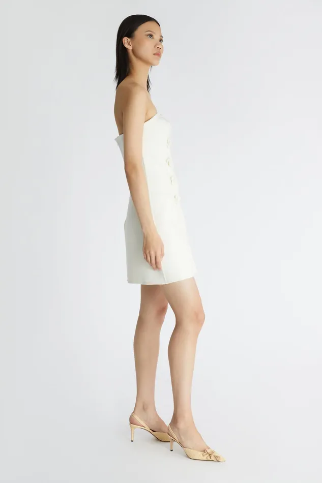 Women Dresses Ermanno Scervino Designer Double Wool Cloth Bustier Mini Dress 8211 Ermanno Scervino White
