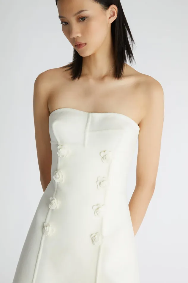 Women Dresses Ermanno Scervino Designer Double Wool Cloth Bustier Mini Dress 8211 Ermanno Scervino White