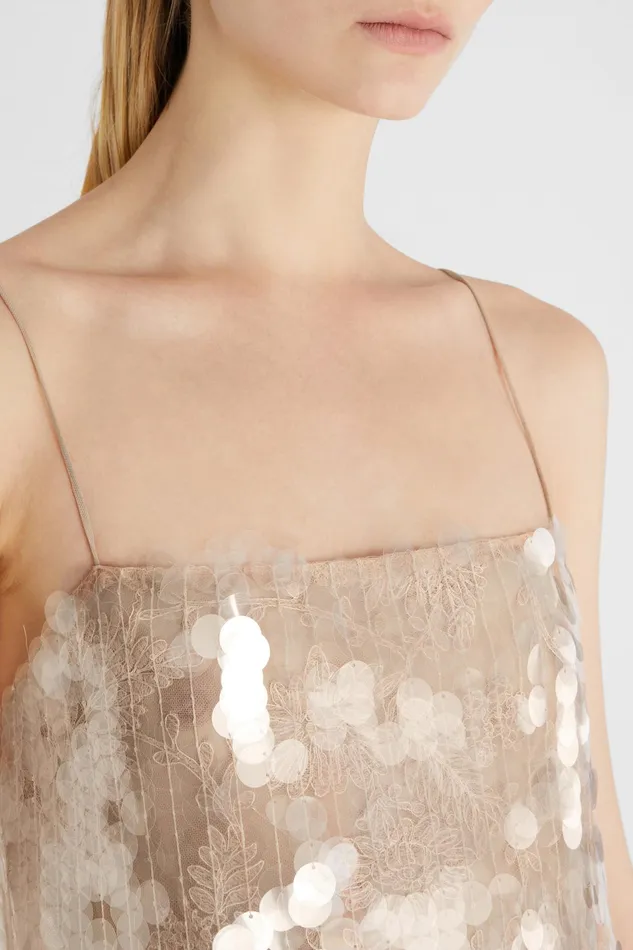 Women Dresses Ermanno Scervino Designer Lingerie Mini Dress With Sequins 8211 Ermanno Scervino Cream