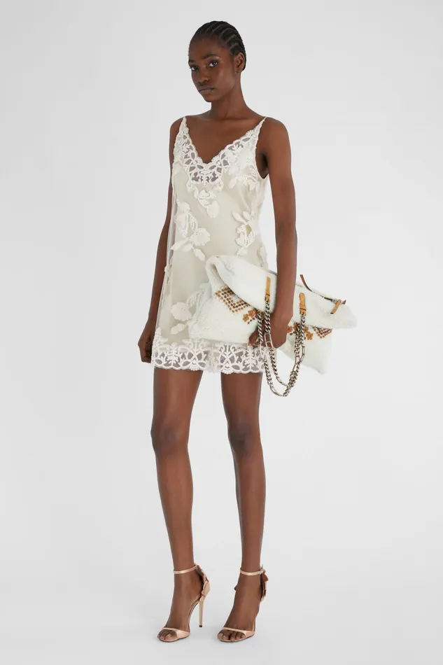 Women Dresses Ermanno Scervino Designer Short Lingerie Dress With Lace 8211 Ermanno Scervino White