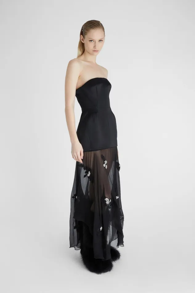 Women Dresses Ermanno Scervino Designer Silk And Lace Bustier Dress With Skirt 8211 Ermanno Scervino Black