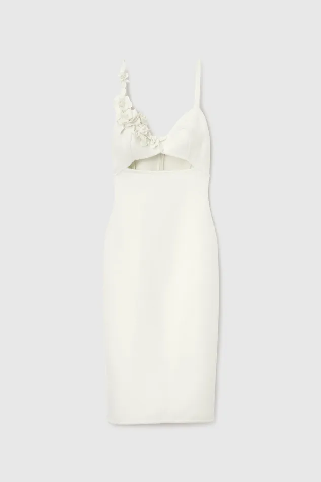 Women Dresses Ermanno Scervino Designer Wool Lingerie Dress With Flower 8211 Ermanno Scervino White Women Dresses Ermanno Scervino Designer Wool Lingerie Dress With Flower 8211 Ermanno Scervino White