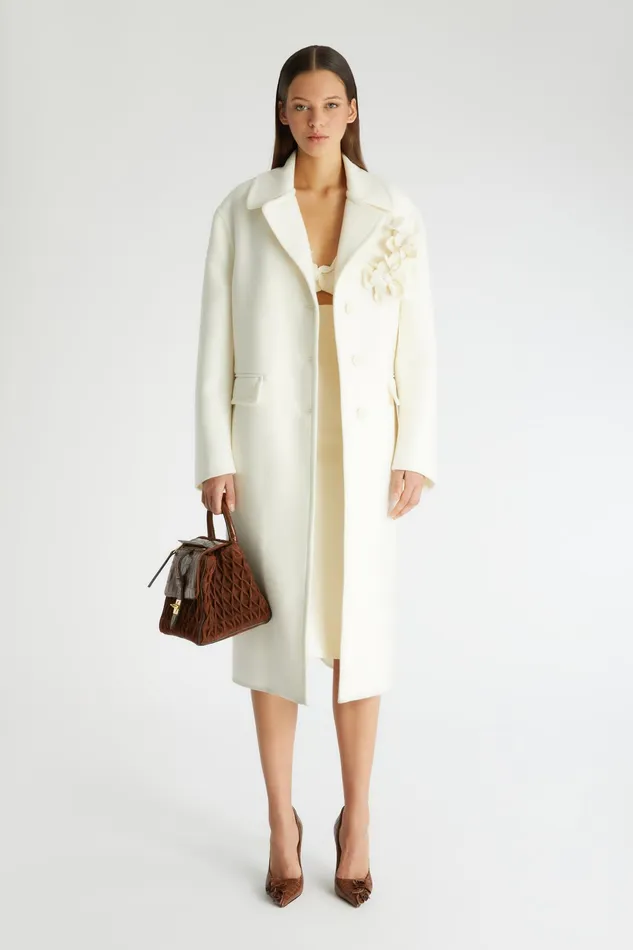 Women Dresses Ermanno Scervino Designer Wool Lingerie Dress With Flower 8211 Ermanno Scervino White