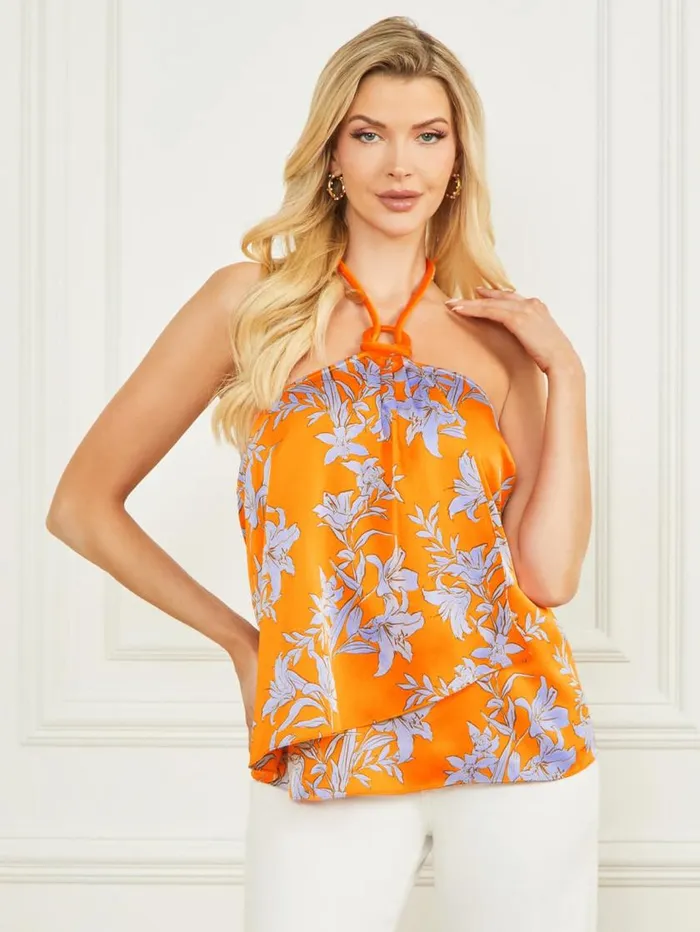 Women Elusive Halter Top Sunburst Orange Marciano Tops And Sweaters