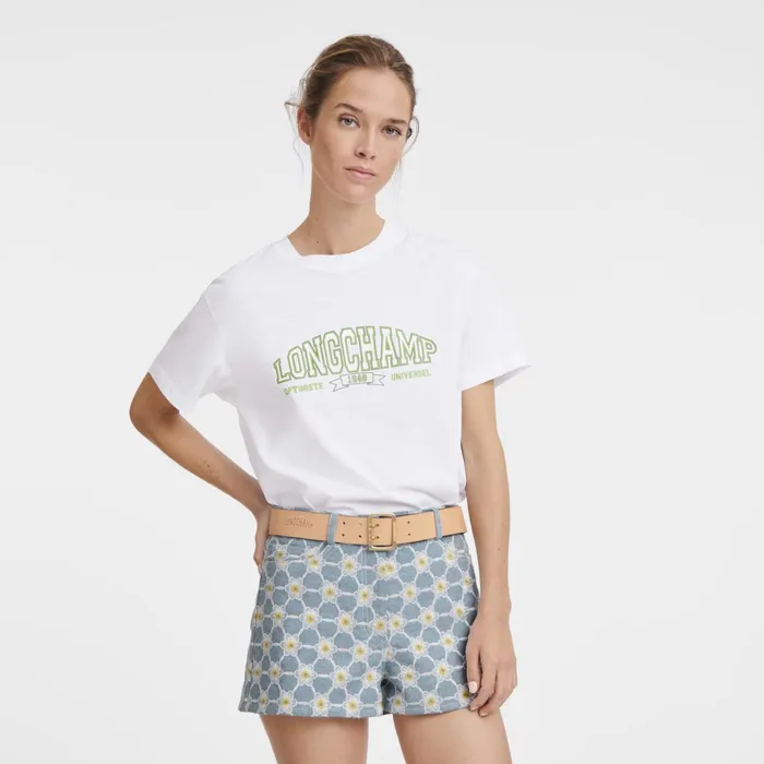 Women Embroidered Shorts Sky Blue Longchamp Trousers and Shorts