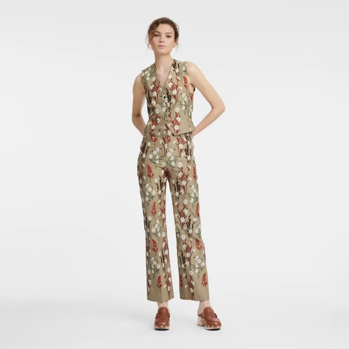 Women Embroidered Trousers Oat Longchamp Trousers and Shorts