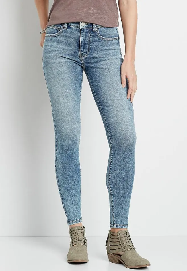 Women Everflex High Rise Light Wash Stretch Super Skinny Jean Maurices Jeans