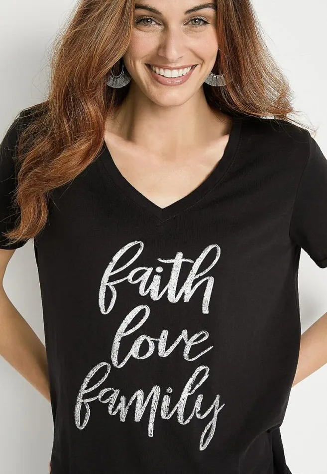 Women Faith Love Family Graphic Tee Maurices Tops