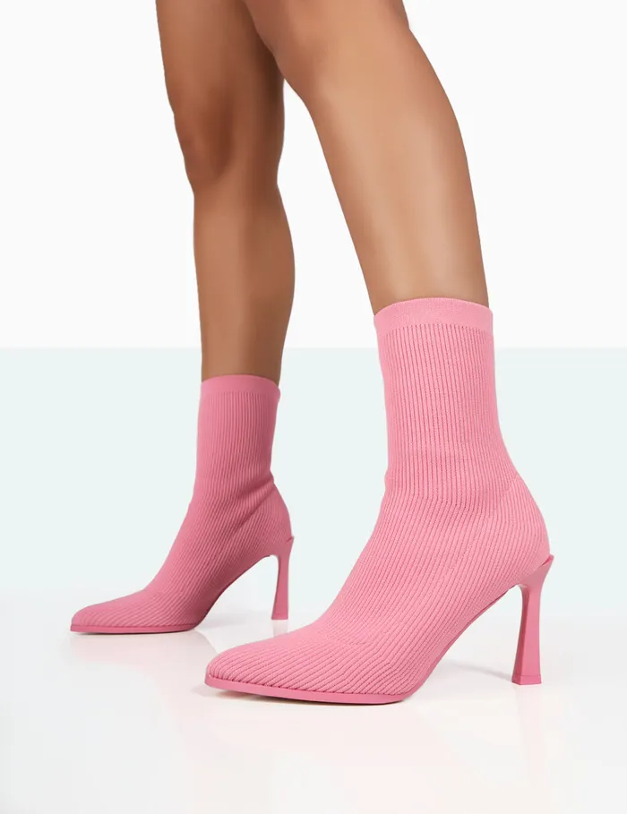 Women Farah Pink Knitted Stiletto Ankle Boots Pink Public Desire Sock Boots Women Farah Pink Knitted Stiletto Ankle Boots Pink Public Desire Sock Boots