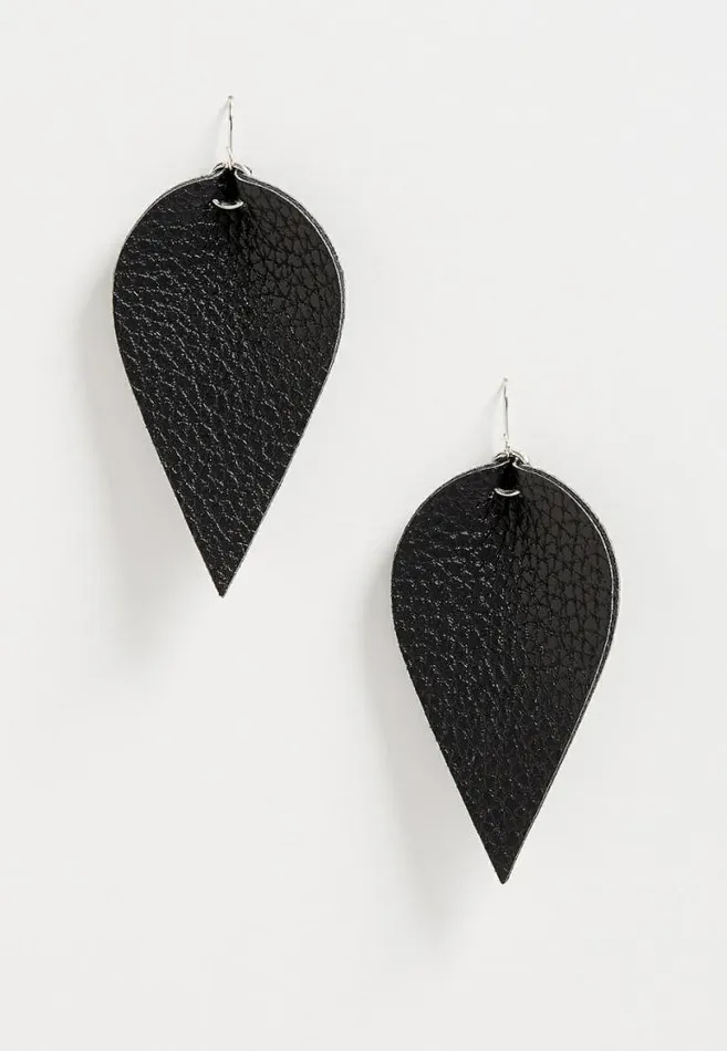 Women Faux Leather Folded Teardrop Earrings Maurices Jewelry