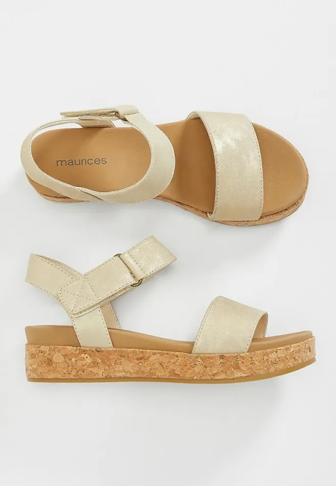 Women Felicity Gold Metallic Platform Sandal Maurices Heels and Wedges