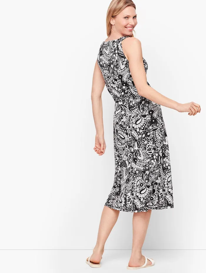 Women Fit And Flare Talbots Sleeveless Midi Dress Whiteblack