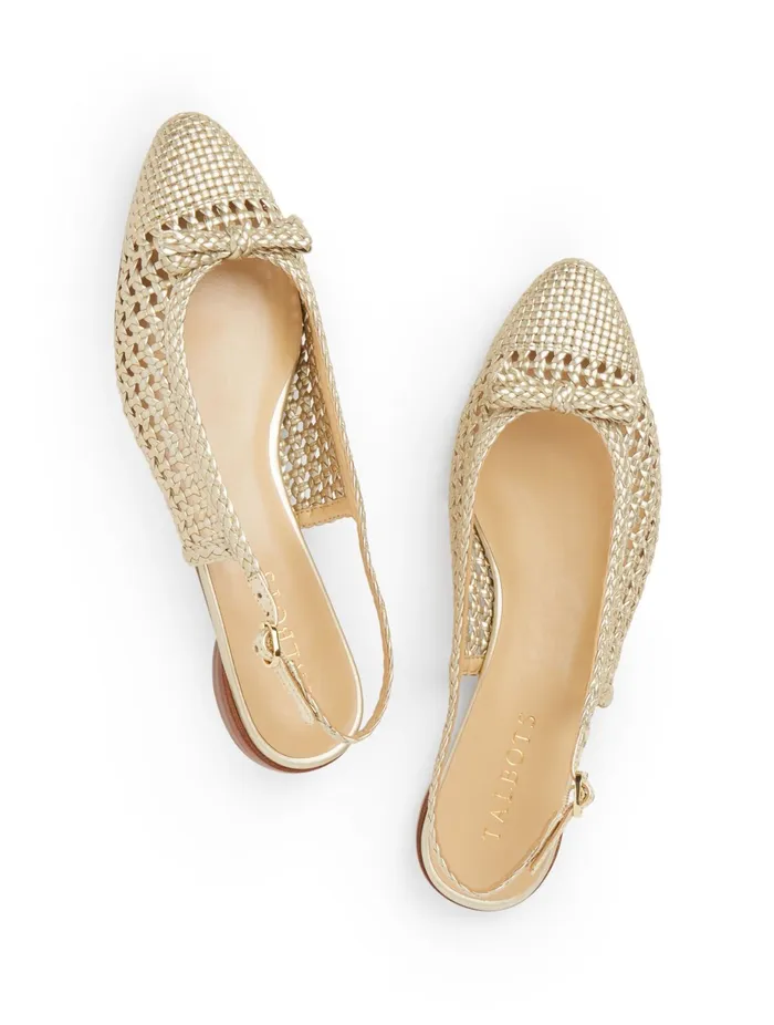 Women Flats Talbots Edna Woven Slingbacks Gold