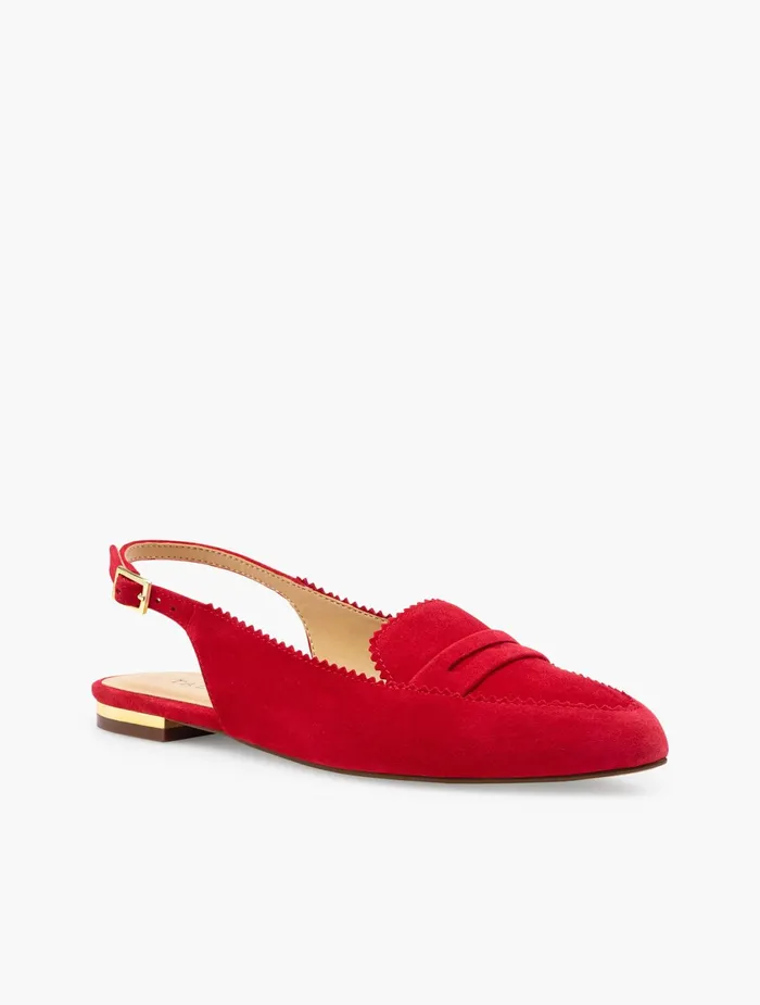 Women Flats Talbots Poppy Suede Slingbacks Indigo Blue