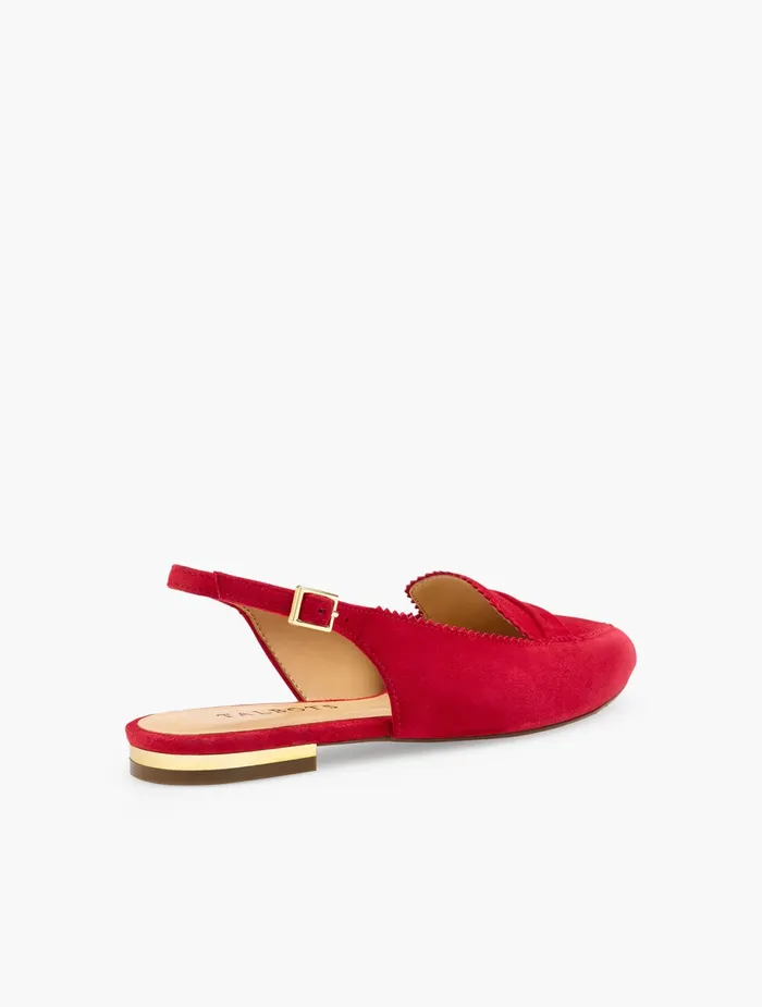 Women Flats Talbots Poppy Suede Slingbacks Indigo Blue