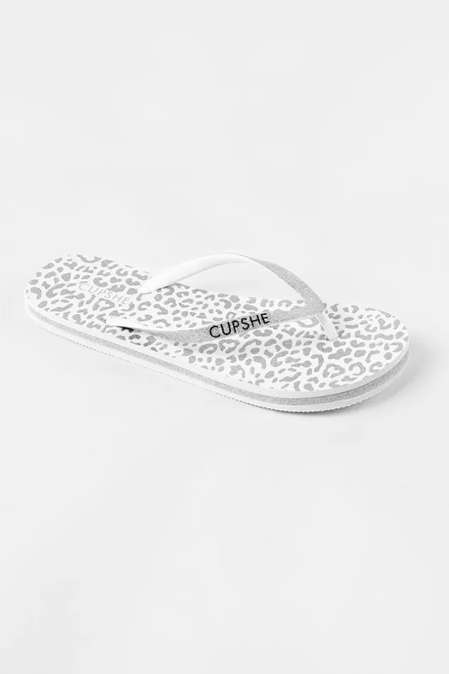 Women Flip Flops Cupshe Baker Beach White Animal Prints Flip Flops Multicolor