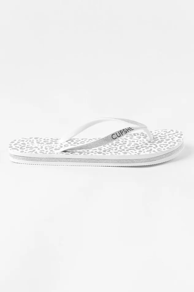Women Flip Flops Cupshe Baker Beach White Animal Prints Flip Flops Multicolor