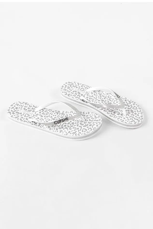 Women Flip Flops Cupshe Baker Beach White Animal Prints Flip Flops Multicolor