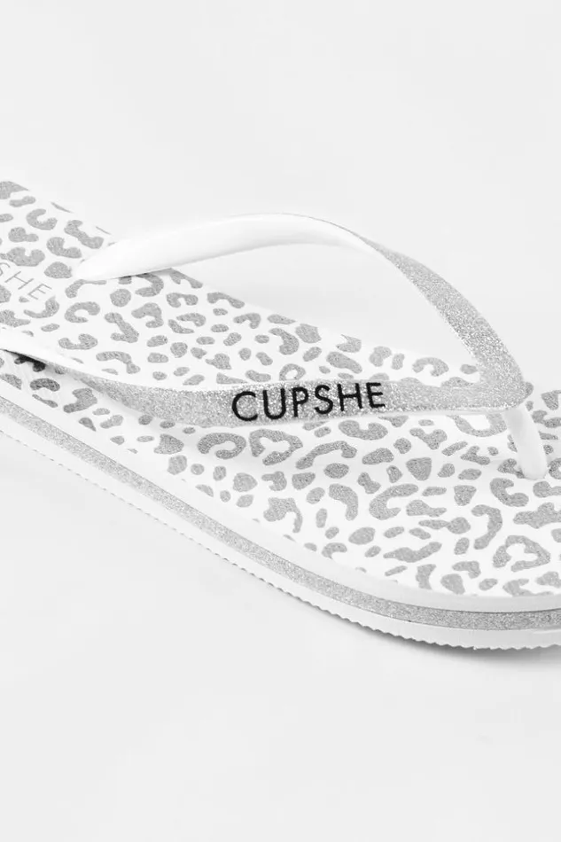 Women Flip Flops Cupshe Baker Beach White Animal Prints Flip Flops Multicolor
