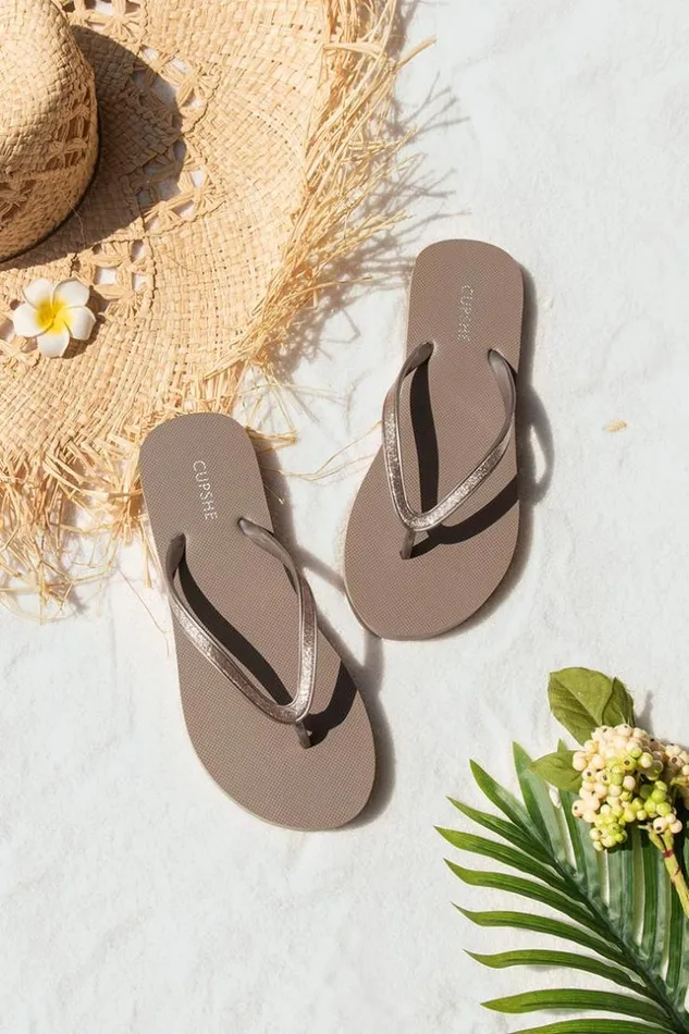 Women Flip Flops Cupshe Desert Sand Minimalist Flip Flops Gold