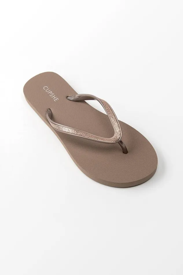 Women Flip Flops Cupshe Desert Sand Minimalist Flip Flops Gold