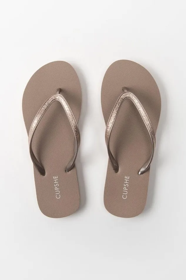 Women Flip Flops Cupshe Desert Sand Minimalist Flip Flops Gold