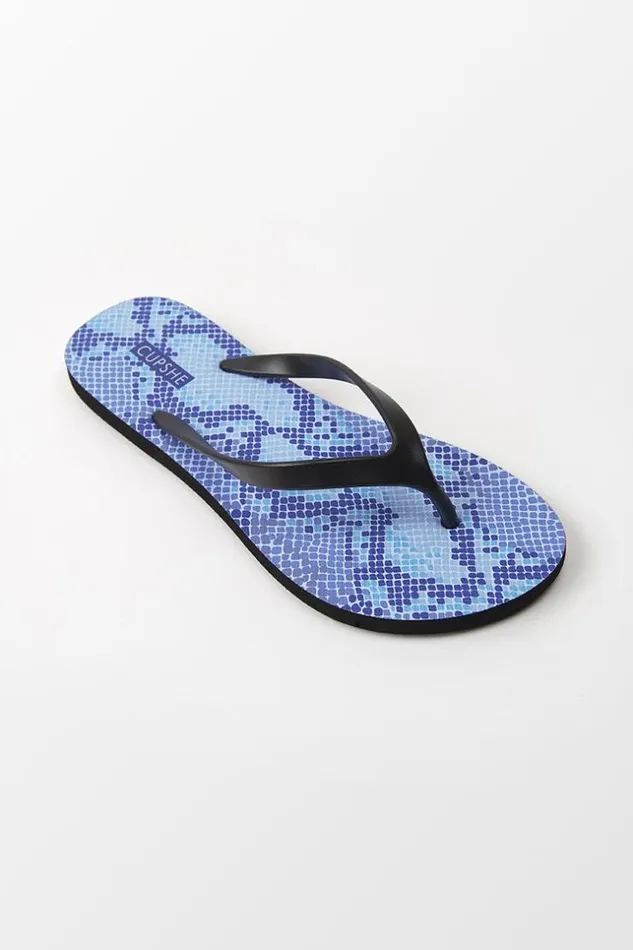 Women Flip Flops Cupshe Electric Bite Snakeskin Flip Flops Blue