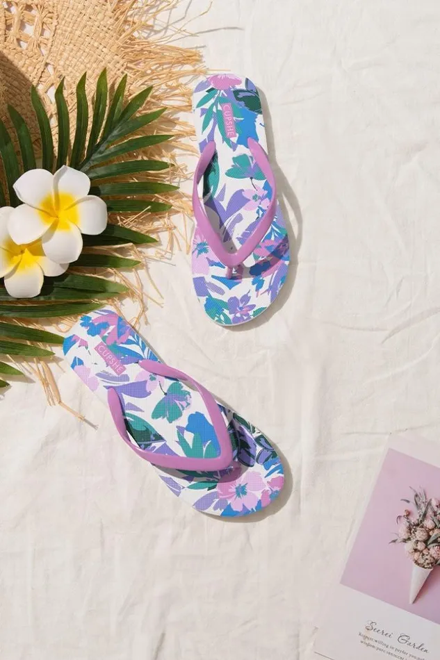 Women Flip Flops Cupshe Flowerburst Floral Flip Flops Multicolor