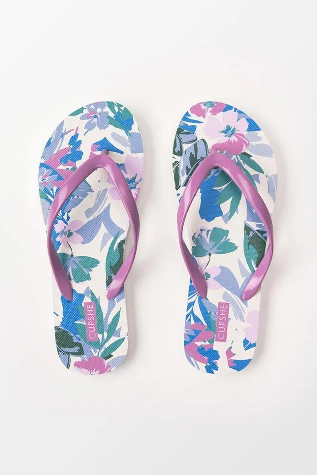 Women Flip Flops Cupshe Flowerburst Floral Flip Flops Multicolor