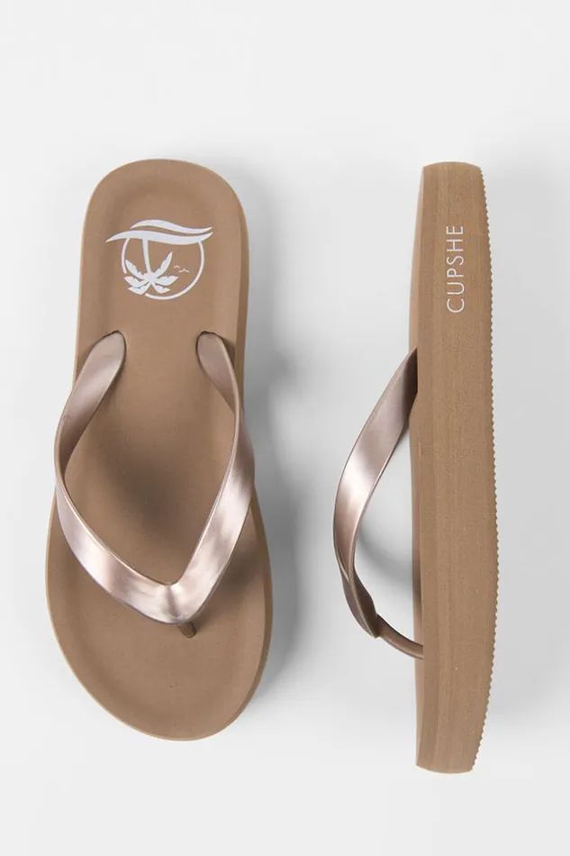 Women Flip Flops Cupshe Sand Bar Flip Flops Brown