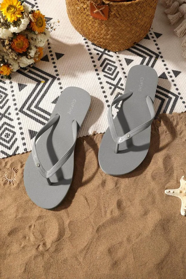 Women Flip Flops Cupshe Sand Bar Rhinestone Grey Flip Flops Grey