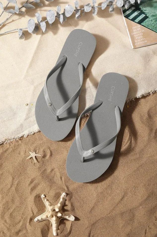 Women Flip Flops Cupshe Sand Bar Rhinestone Grey Flip Flops Grey
