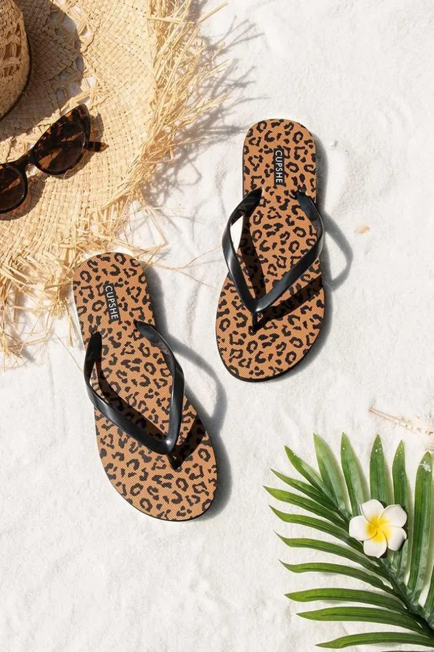 Women Flip Flops Cupshe Wild Side Leopard Flip Flops Multicolor