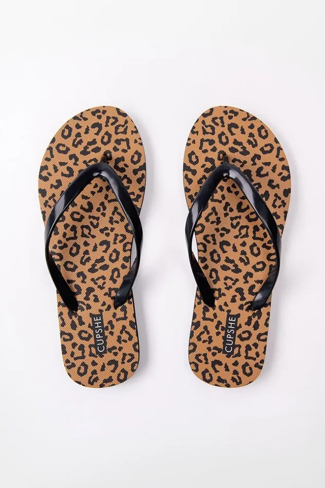 Women Flip Flops Cupshe Wild Side Leopard Flip Flops Multicolor
