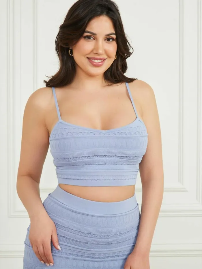 Women Flirt Cropped Sweater Bralette Sonic Pearl Marciano Tops And Sweaters