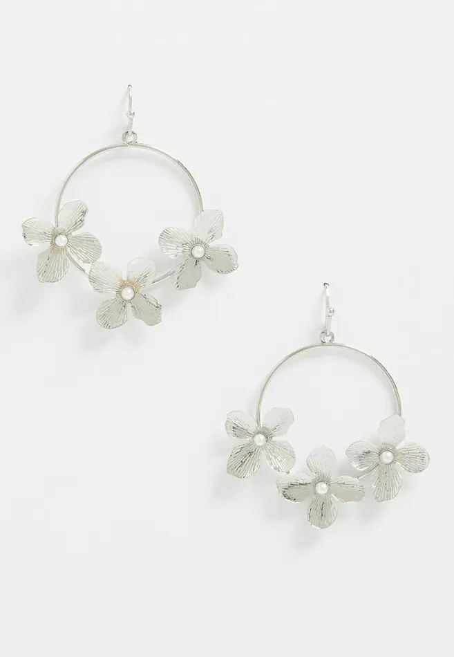 Women Floral Hoop Earrings Maurices Jewelry