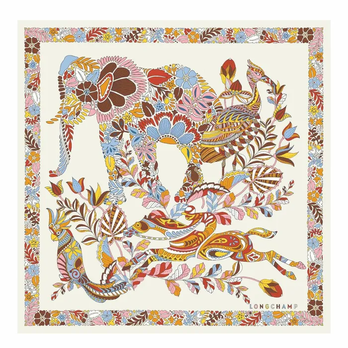 Women Fort Longchamp Silk Scarf 50 Apricot Longchamp Silk Scarves