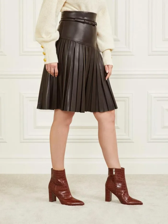 Women Foxton Pleated Skirt Dark Roast Marciano Bottoms Women Foxton Pleated Skirt Dark Roast Marciano Bottoms
