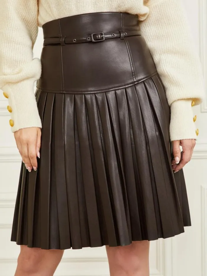Women Foxton Pleated Skirt Dark Roast Marciano Bottoms Women Foxton Pleated Skirt Dark Roast Marciano Bottoms