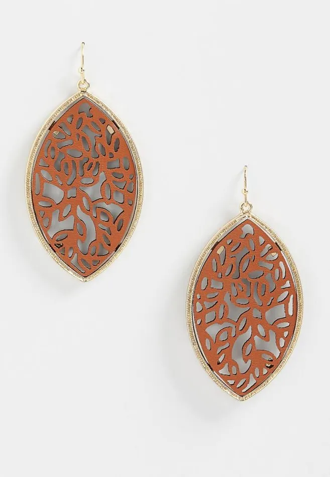 Women Framed Faux Leather Cutout Earrings Maurices Jewelry