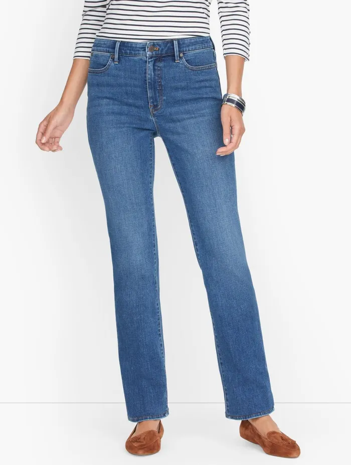 Women Full Length Talbots Barely Boot Jeans Bermuda Tide